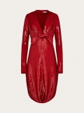 Ferragamo | Women's Sequin Dress With Knot Detail - Scarlet Red