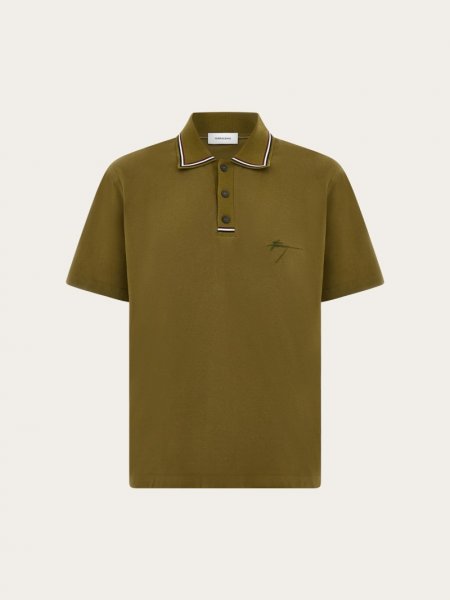 Ferragamo | Men's Signature Polo - Olive Green