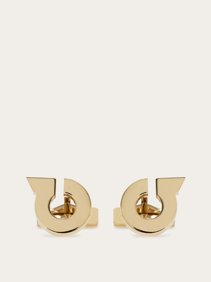 Ferragamo | Men's Gancini Cufflinks - Light Gold