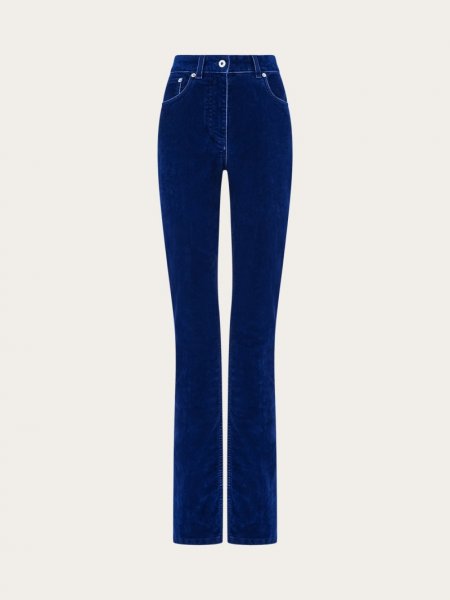 Ferragamo | Women's Five Pocket Trouser - Dark Teal Blue
