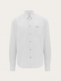 Ferragamo | Men's Micro Checked Long Sleeved Shirt - White/Blue