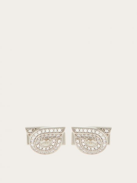 Ferragamo | Men's Gancini Cufflinks - Palladium