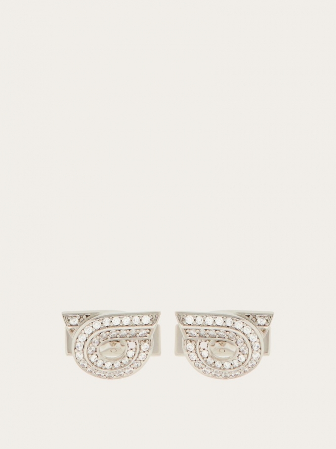 Ferragamo | Men's Gancini Cufflinks - Palladium