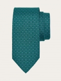 Ferragamo | Men's Monogram Print Silk Tie - Green/Light Blue