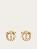 Ferragamo | Women's Gancini 3D Earrings With Crystals - Gold