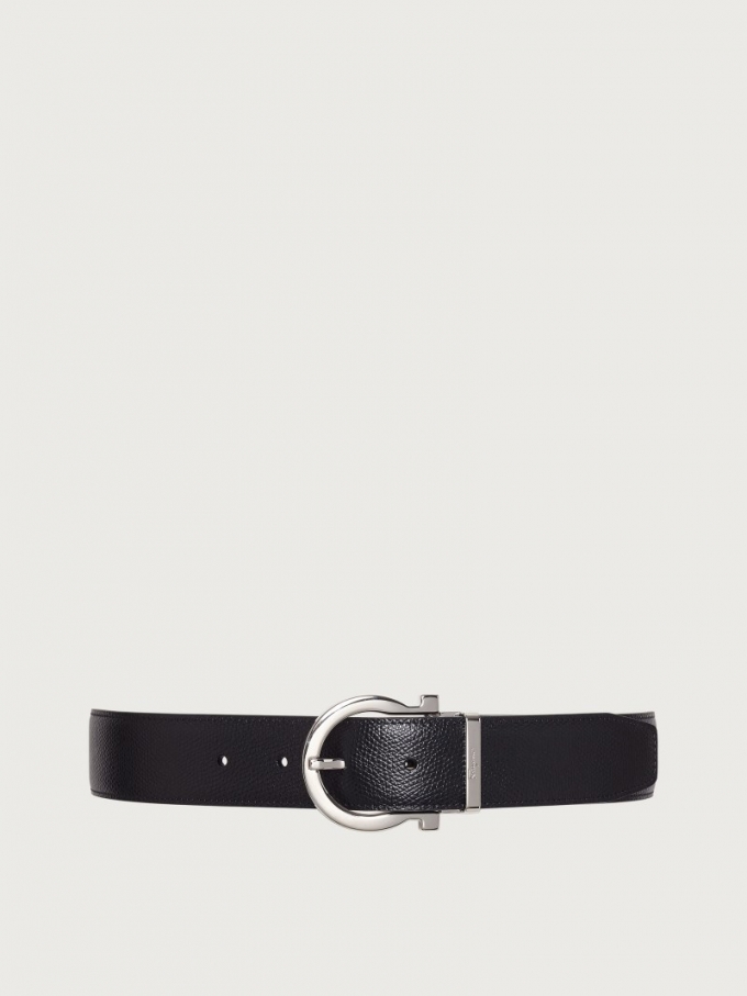 Ferragamo | Men's Reversible And Adjustable Gancini Belt - Black/Hickory