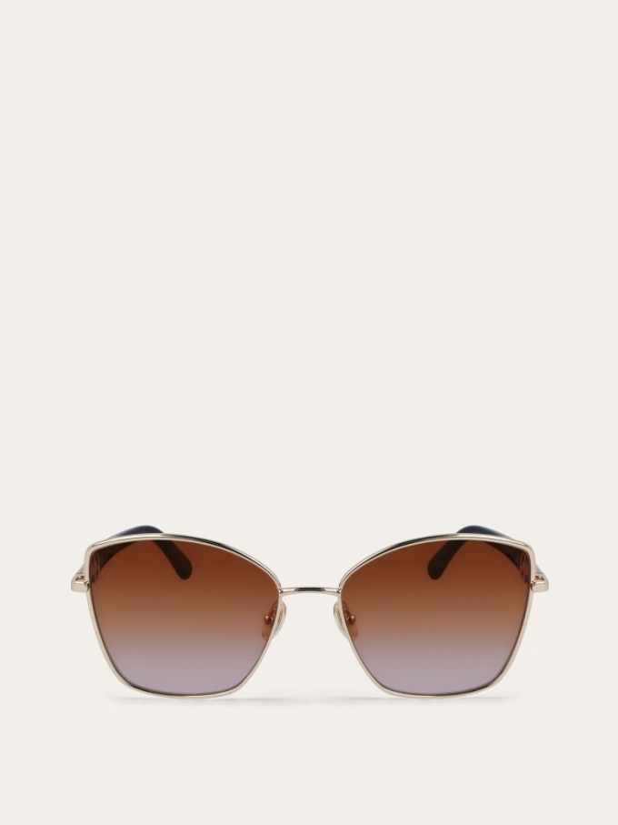 Ferragamo | Women's Sunglasses - Gold/Gradient Brown