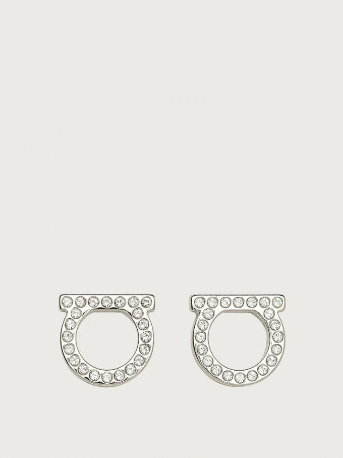 Ferragamo | Women's Gancini Crystals Earrings - Palladium (L)