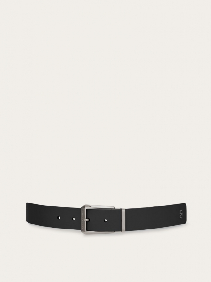 Ferragamo | Men's Reversible And Adjustable Belt - Midnight Blue/Black