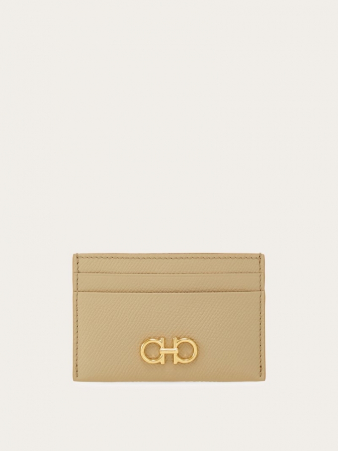 Ferragamo | Women's Gancini Credit Card Holder - Stone