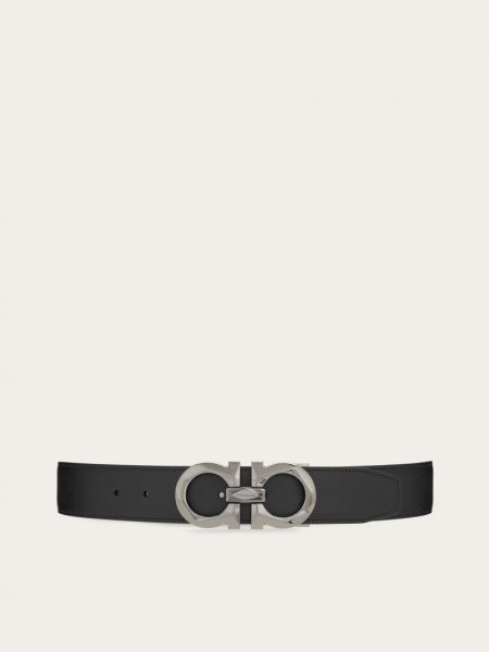 Ferragamo | Men's Reversible And Adjustable Gancini Belt - Black/Testa Di Moro