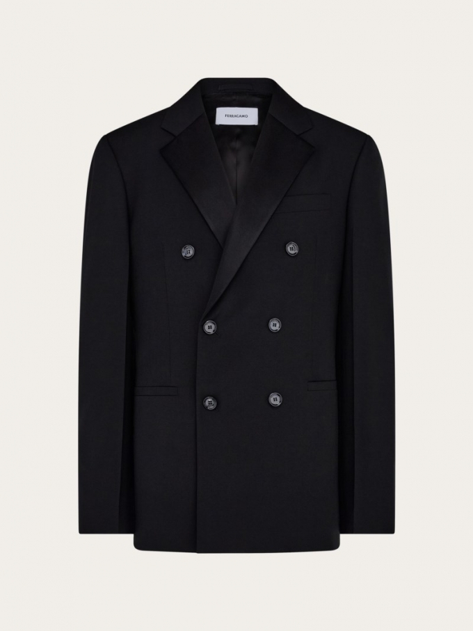 Ferragamo | Men's Double Breasted Blazer - Black