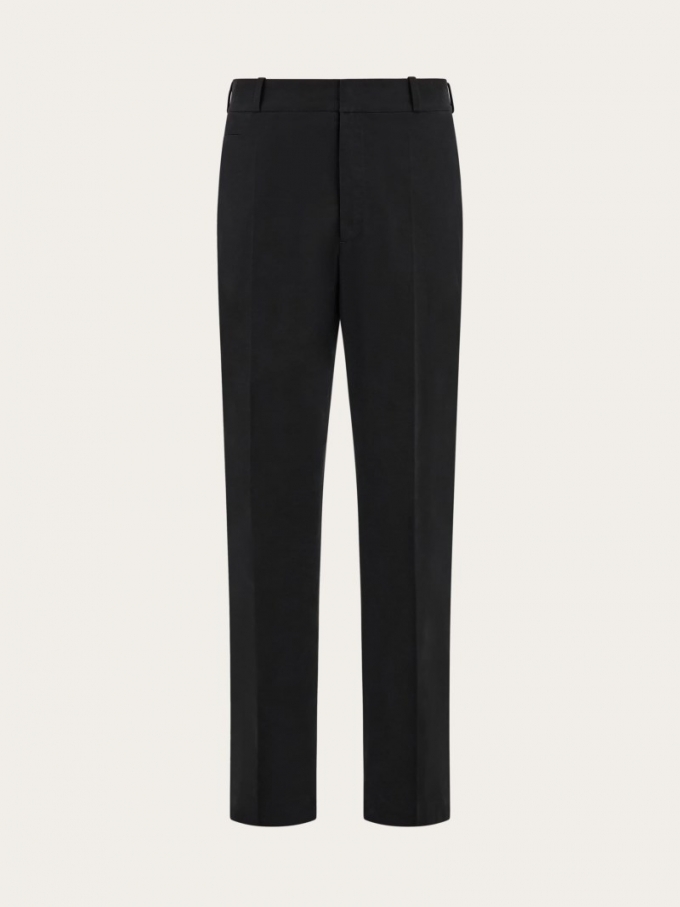 Ferragamo | Men's Flat Front Tailored Trouser - Black