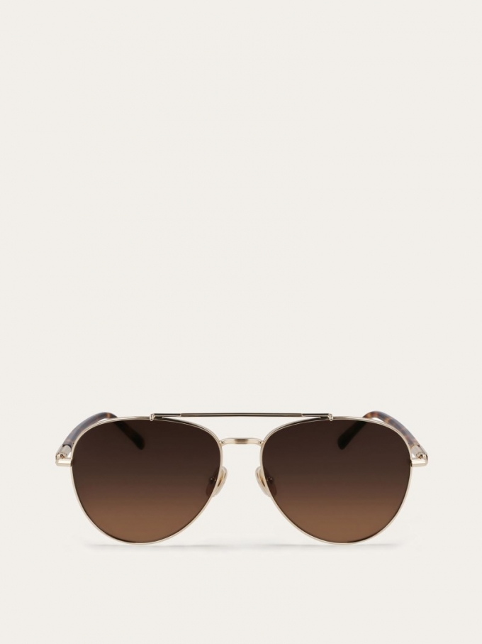 Ferragamo | Men's Sunglasses - Gold/Brown