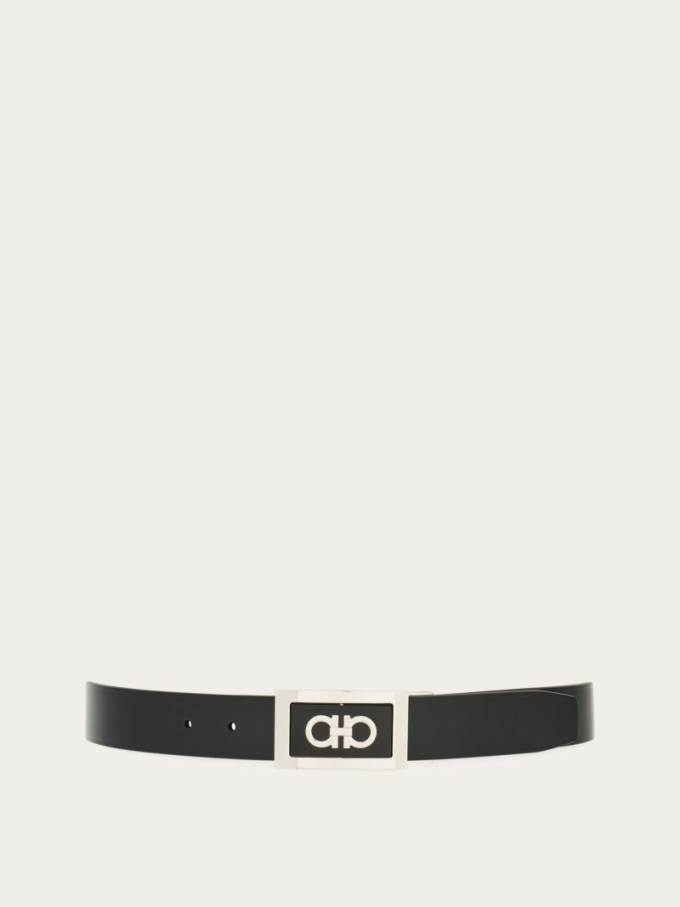 Ferragamo | Men's Reversible And Adjustable Belt With Reversible Buckle - Testa Di Moro/Black