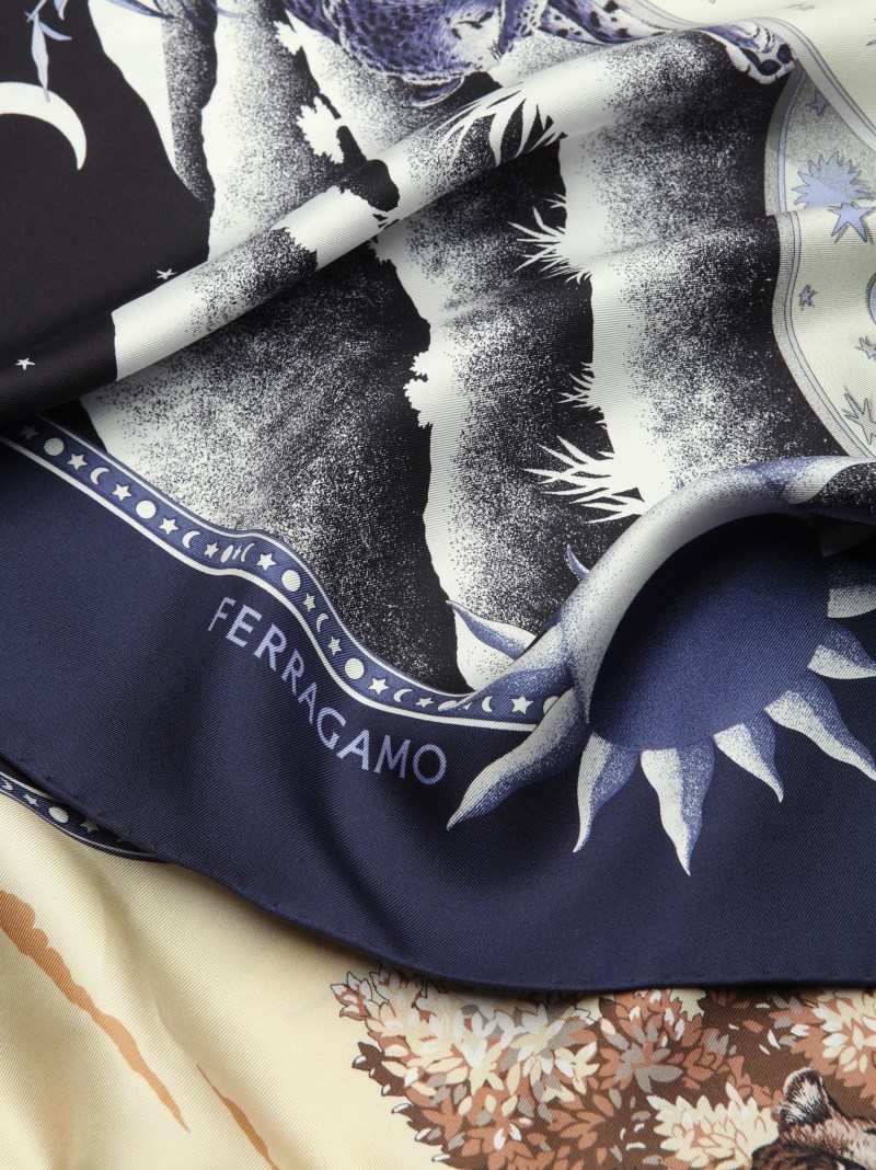 Ferragamo | Women's Day &Amp; Night Print Silk Foulard - Blue/Black