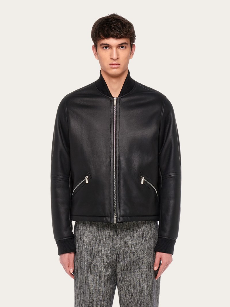 Ferragamo | Men's Shearling Merino Bomber - Black