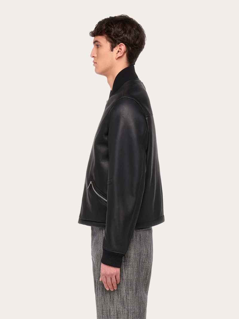 Ferragamo | Men's Shearling Merino Bomber - Black