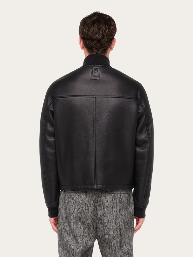 Ferragamo | Men's Shearling Merino Bomber - Black