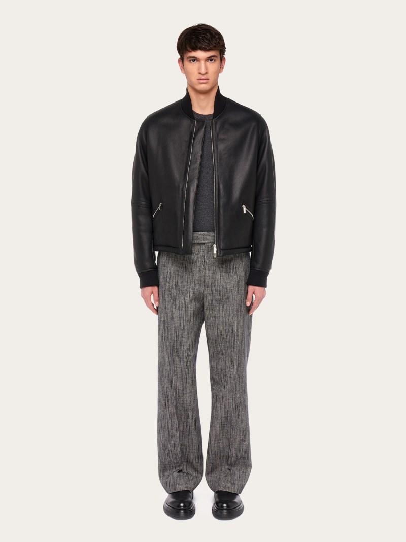 Ferragamo | Men's Shearling Merino Bomber - Black