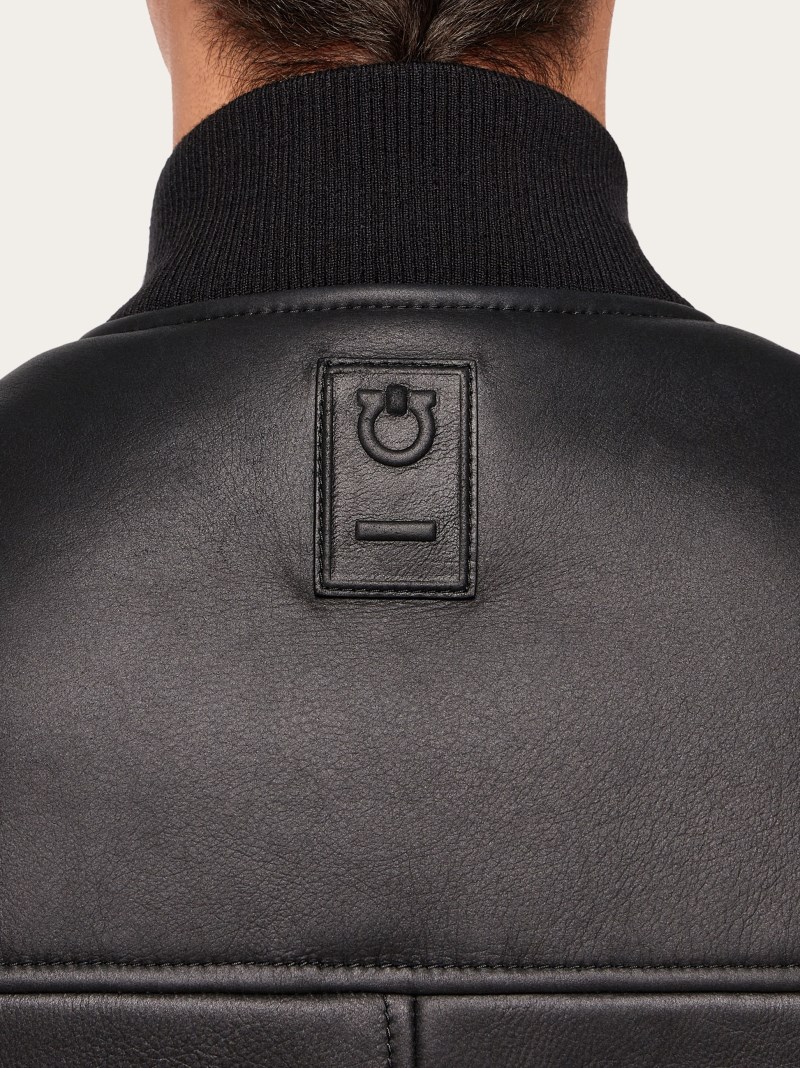 Ferragamo | Men's Shearling Merino Bomber - Black