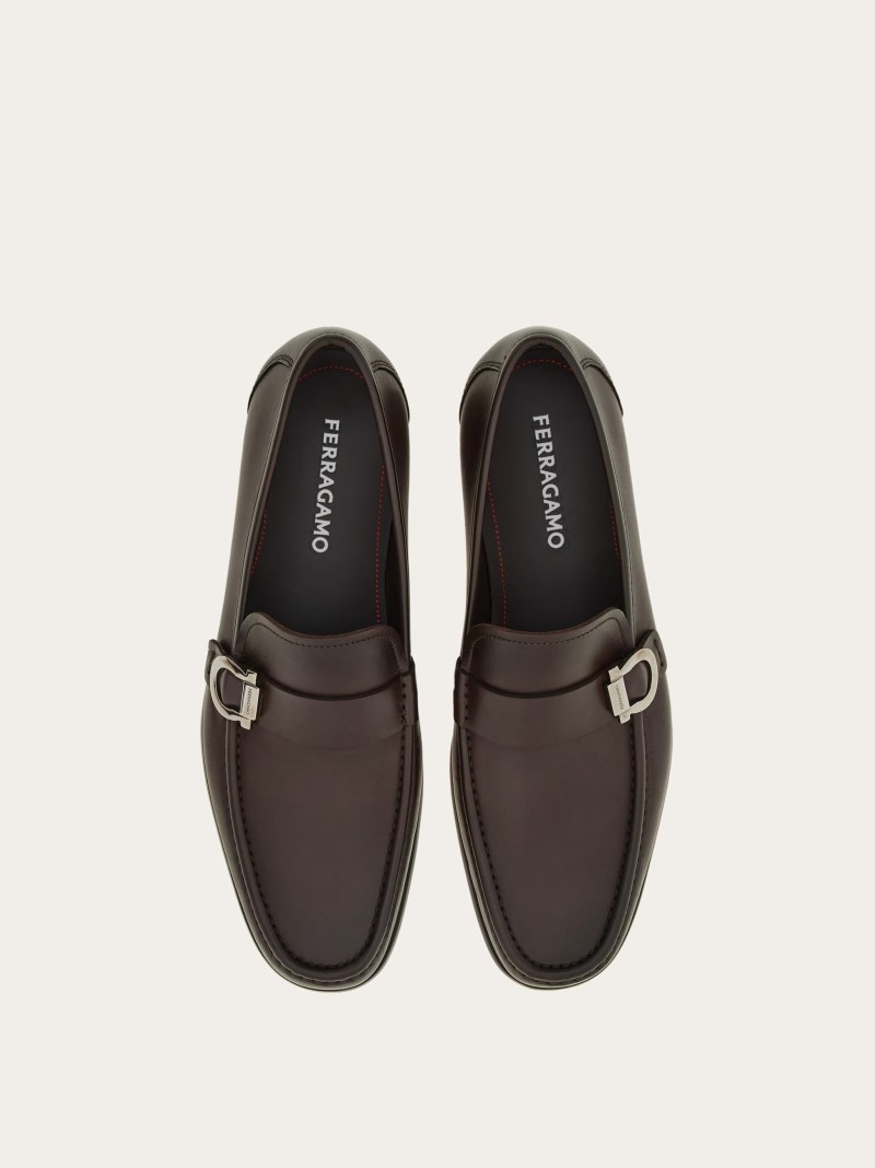 Ferragamo | Men's Moccasin With Gancini Ornament - Testa Di Moro/Espresso