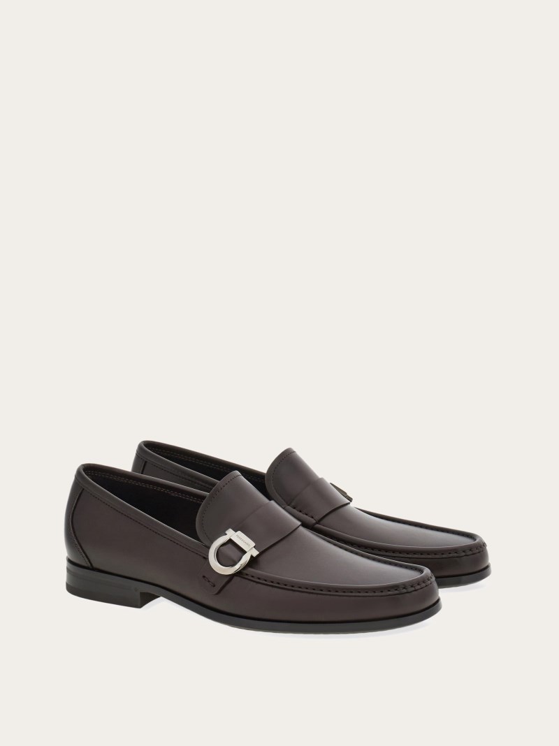 Ferragamo | Men's Moccasin With Gancini Ornament - Testa Di Moro/Espresso