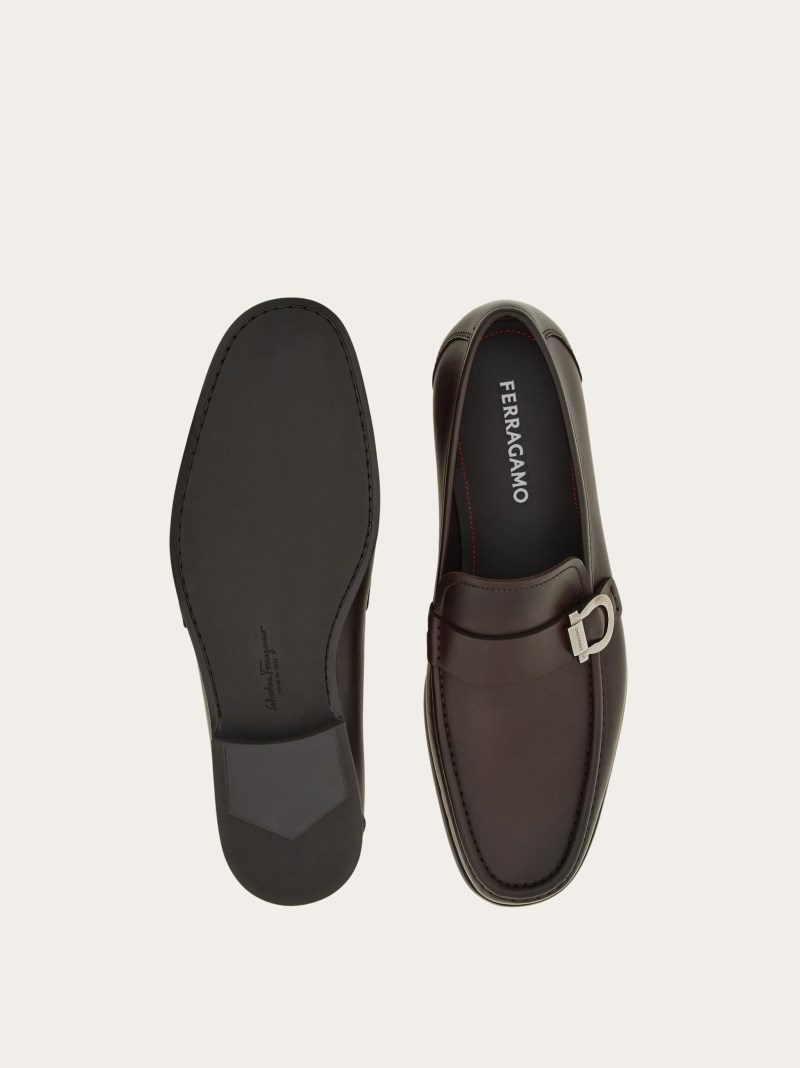 Ferragamo | Men's Moccasin With Gancini Ornament - Testa Di Moro/Espresso