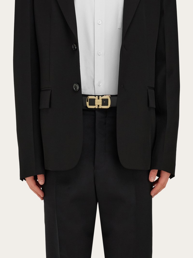 Ferragamo | Men's Reversible And Adjustable Belt - Black/Midnight Blue
