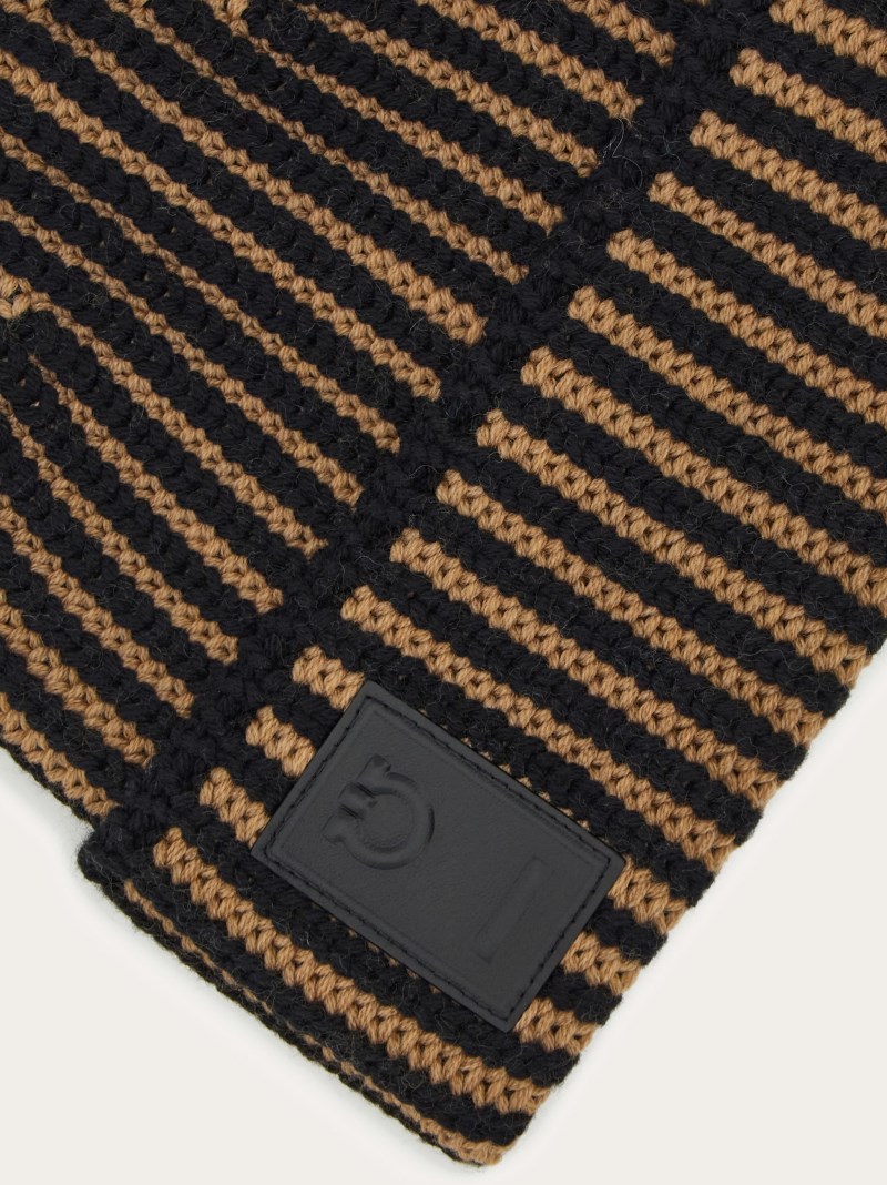 Ferragamo | Men's Two-Tone Beanie - Black/Camel