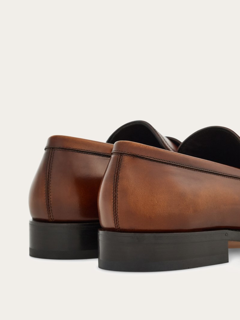 Ferragamo | Men's Penny Loafer With Gancini Ornament - Leather/Dark Brown