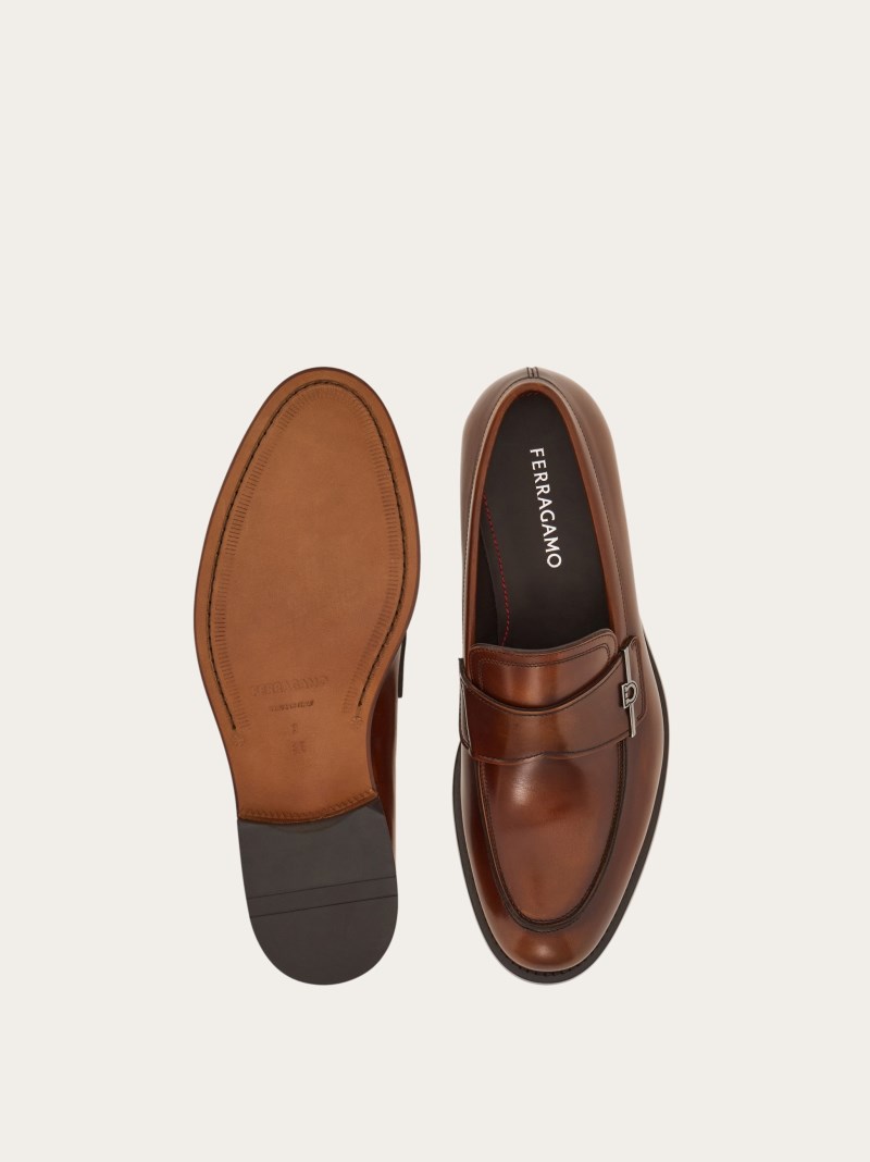 Ferragamo | Men's Penny Loafer With Gancini Ornament - Leather/Dark Brown