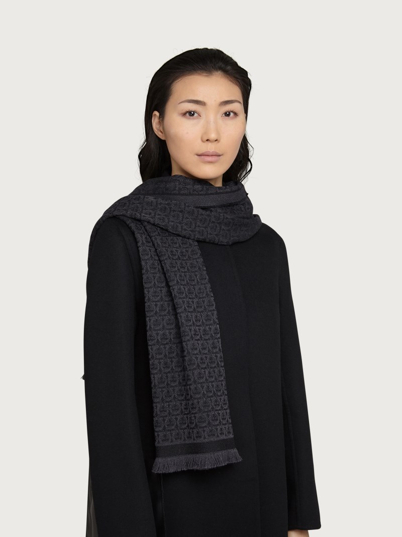Ferragamo | Women's Gancini Scarf - Black/Charcoal