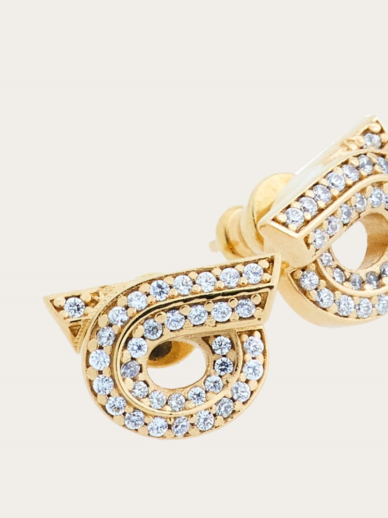 Ferragamo | Women's Gancini Earrings With Rhinestones - Gold (Size 18)