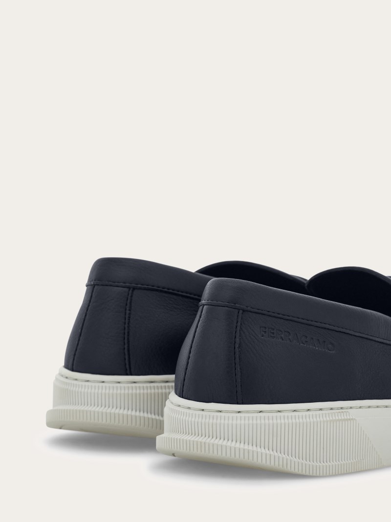 Ferragamo | Men's Hybrid Sneaker With Hug Buckle - Navy Blue