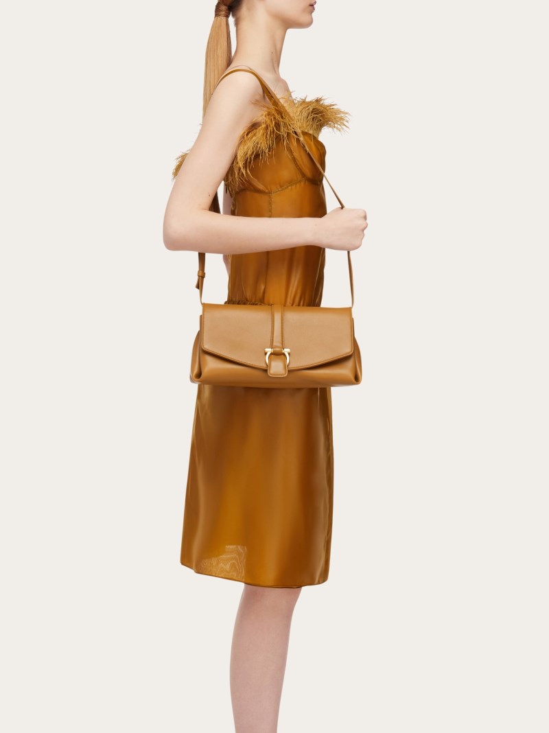 Ferragamo | Women's Front Flap Crossbody Bag - Burnt Ocher