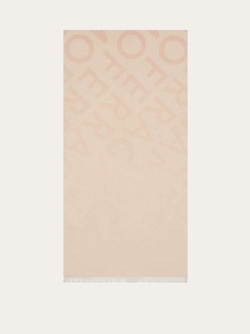 Ferragamo | Women's Double Scarf With Lettering - Nylund Pink/Mascarpone