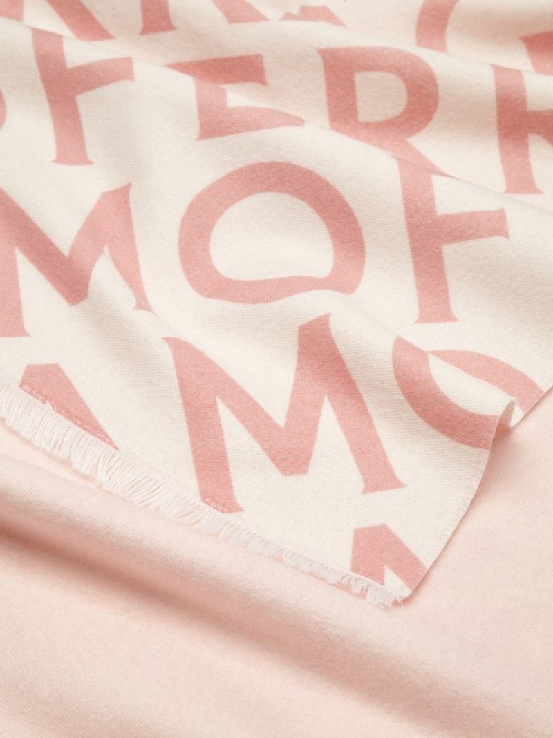 Ferragamo | Women's Double Scarf With Lettering - Nylund Pink/Mascarpone
