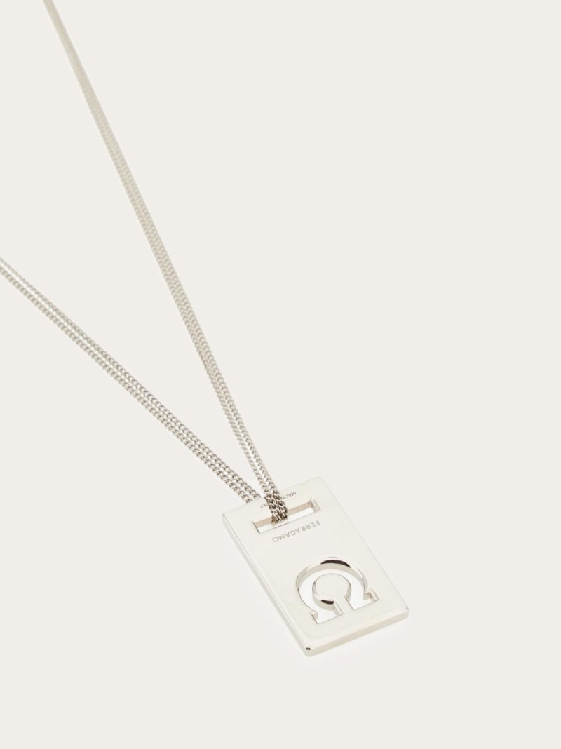 Ferragamo | Men's Monogram Pendant Necklace - Palladium