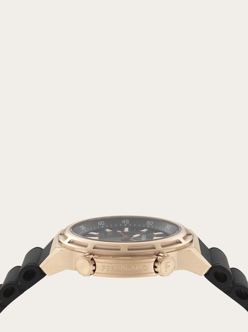 Ferragamo | Men's Sport Watch - Stainless Steel And Ip Rose Gold/Black