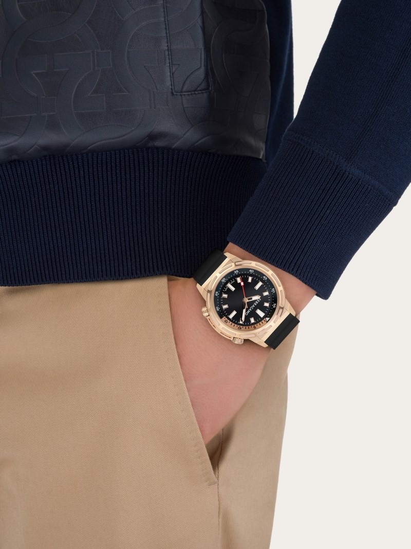 Ferragamo | Men's Sport Watch - Stainless Steel And Ip Rose Gold/Black