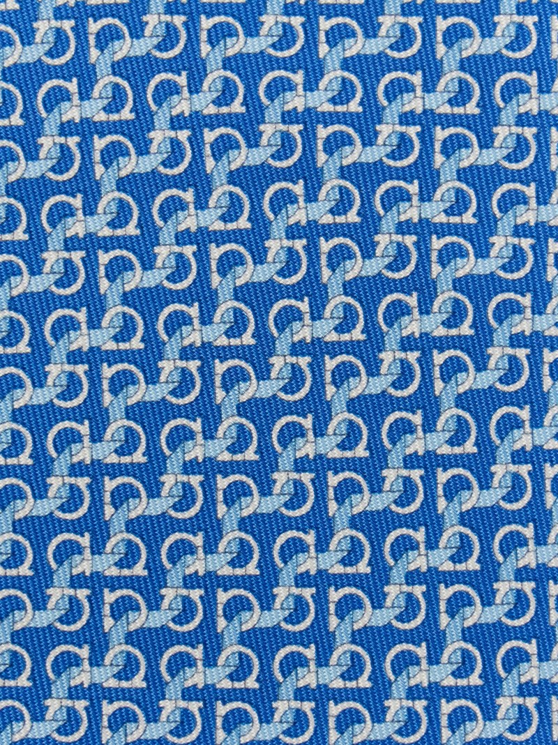 Ferragamo | Men's String Print Silk Tie - Light Blue