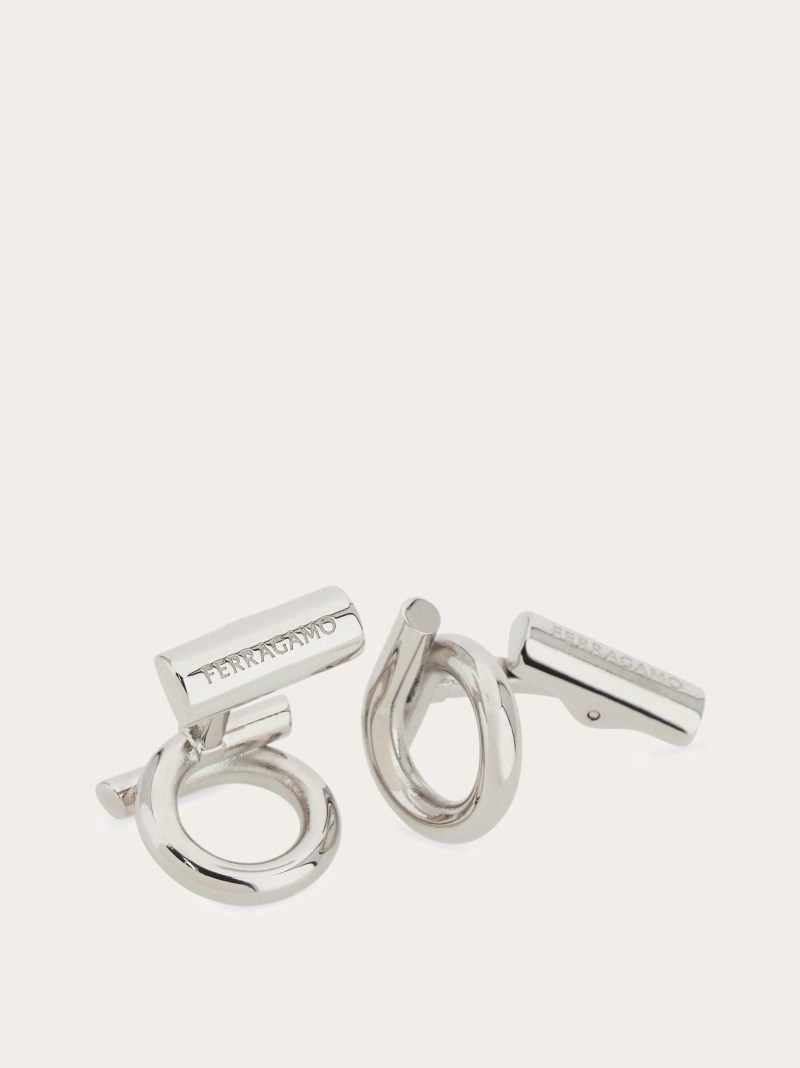 Ferragamo | Men's Gancini Cufflinks - Palladium