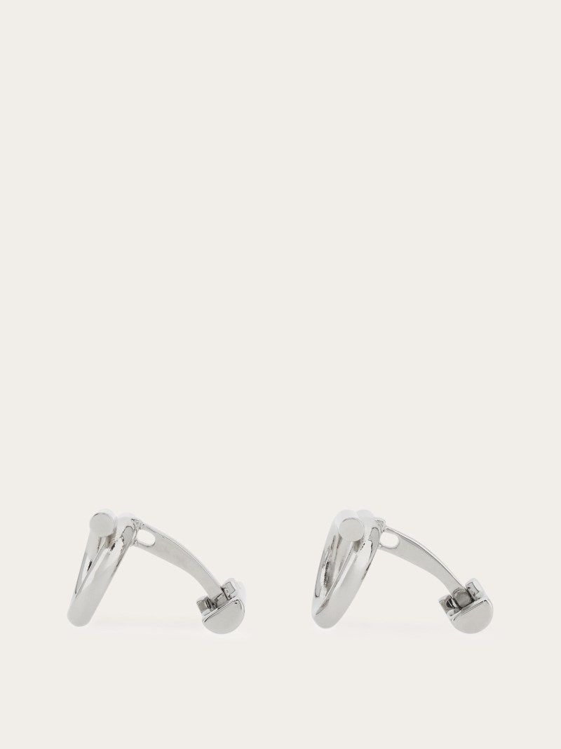 Ferragamo | Men's Gancini Cufflinks - Palladium