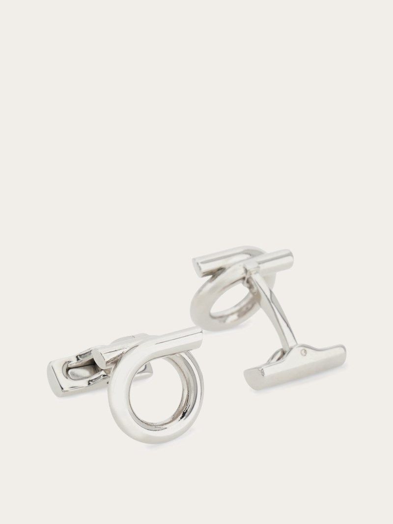 Ferragamo | Men's Gancini Cufflinks - Palladium
