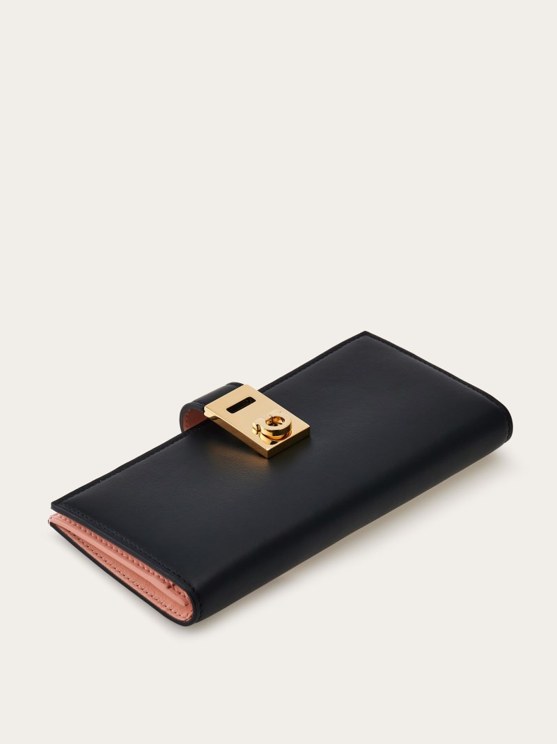 Ferragamo | Women's Hug Continental Wallet - Black/Nylund Pink