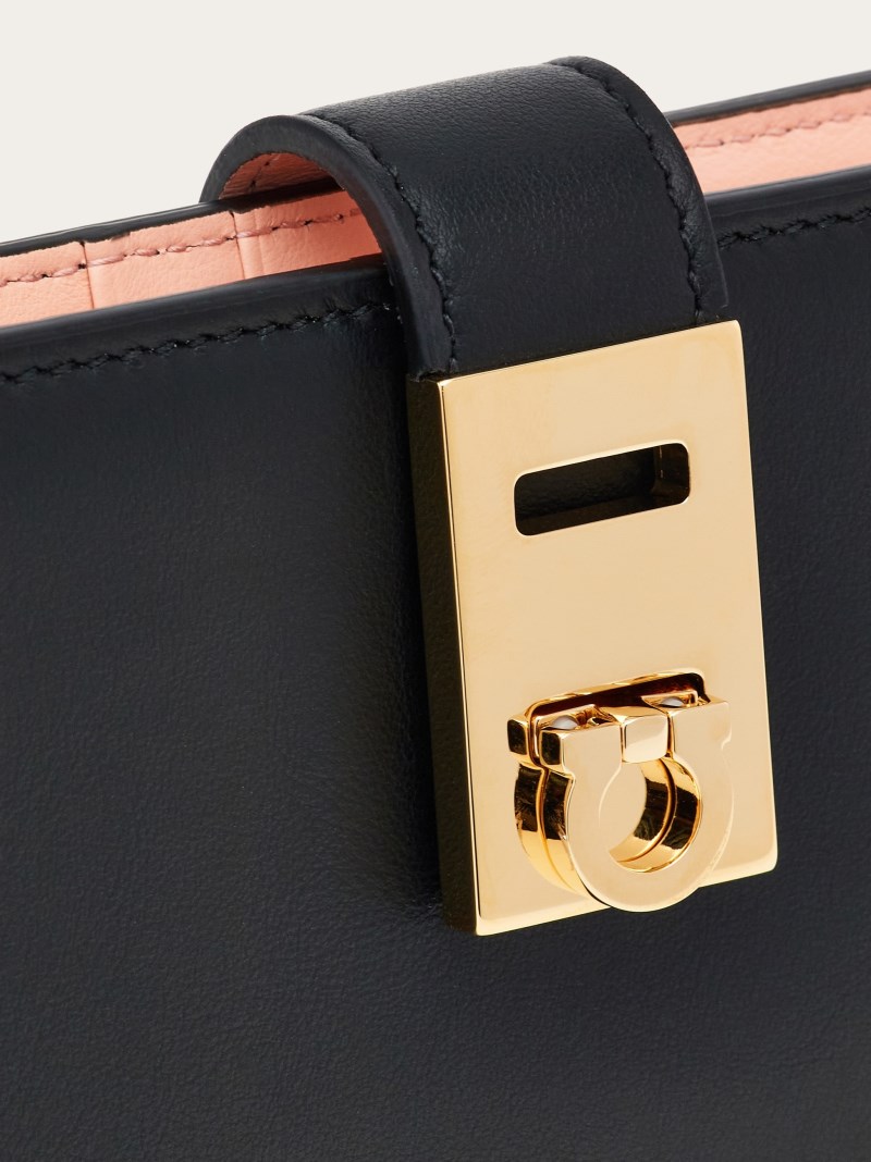 Ferragamo | Women's Hug Continental Wallet - Black/Nylund Pink