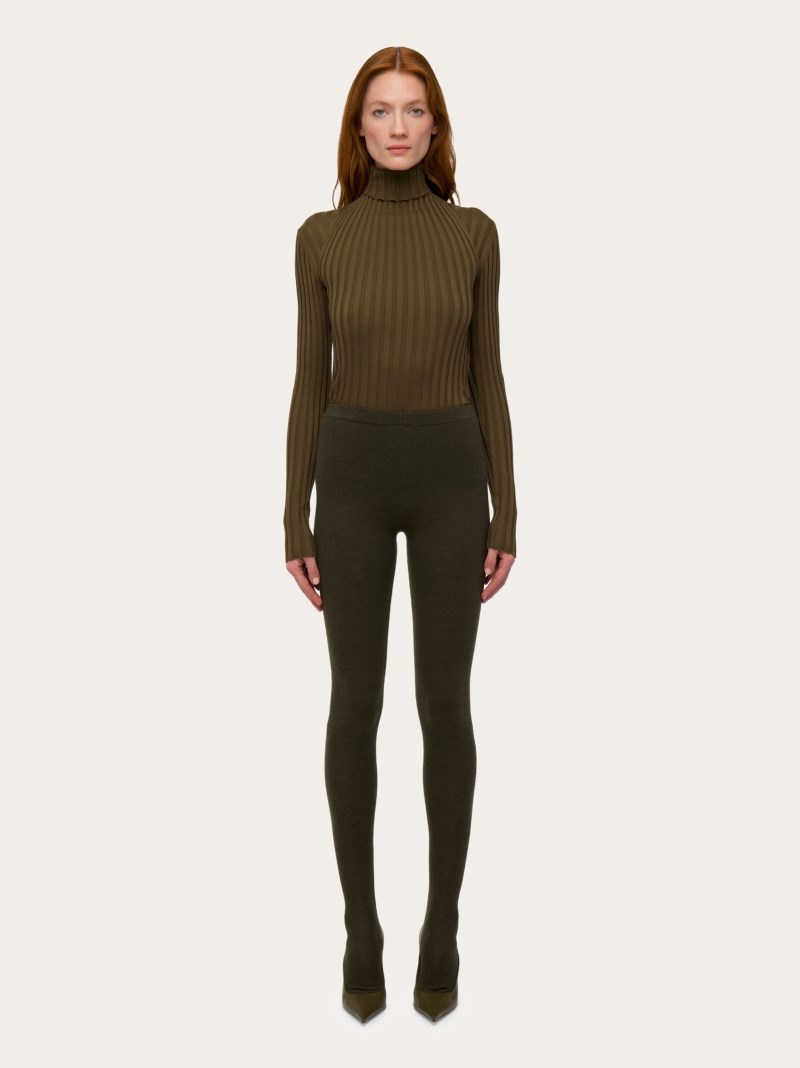 Ferragamo | Women's Knitted Leggins - Uniform Green