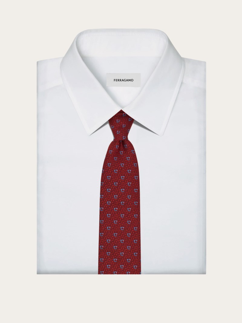 Ferragamo | Men's Gancini Jacquard Tie - Bordeaux