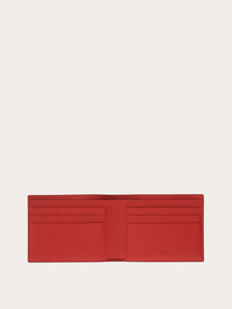 Ferragamo | Men's Monogram Wallet - Black/Grey/Flame Red